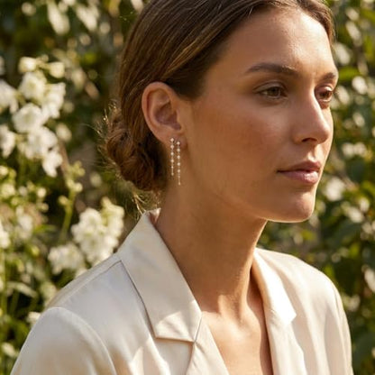 Sonateomber Gold Silver Pearl Rhinestone Dangle Earrings for Women, Elegant CZ Leaf Butterfly Bridal Earings Prom Wedding Fashion Jewelry Gift - color: Double Gold