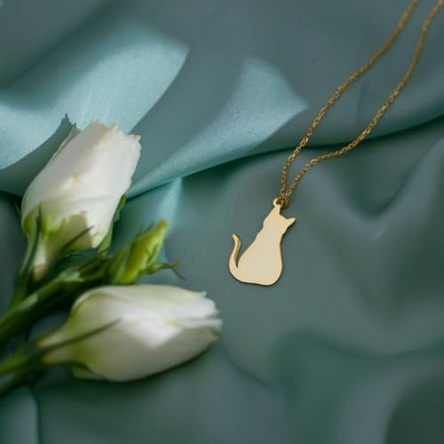 LLWOM Gold Necklace for Women-14k Gold Plated Infinity Necklace Star Of David Necklace Evil Eye Cross Pendants Heart Dainty Gold Necklace For Women - color: Gold-Cat