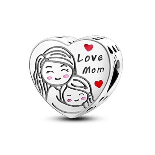 14K Gold Plated Charms for Bracelets Necklace Star Moon Cross Beads Woman | 925 Sterling Silver Charms Butterfly Cute Cat Dog Evil Eye Lucky Bracelet Beads Aesthetic Peandant Jewelry Gift for Mom - color: love mom charm