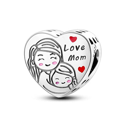 14K Gold Plated Charms for Bracelets Necklace Star Moon Cross Beads Woman | 925 Sterling Silver Charms Butterfly Cute Cat Dog Evil Eye Lucky Bracelet Beads Aesthetic Peandant Jewelry Gift for Mom - color: love mom charm