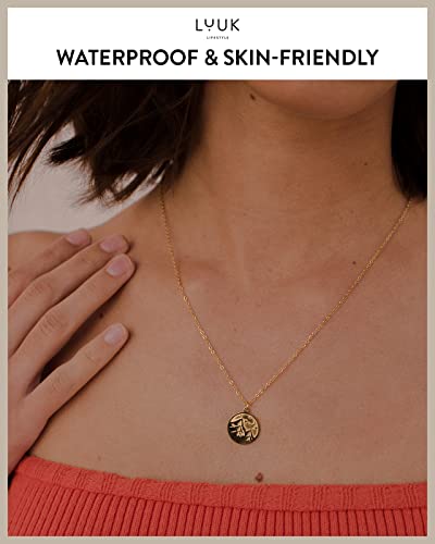 LUUK LIFESTYLE Stainless steel necklace with pendant and HAPPINESS card, 20” adjustable length, lucky charm, friendship chain, Valentine's Day gift, birthday, women's jewelry, silver, gold, rosegold - color: Gold, size: Mountain