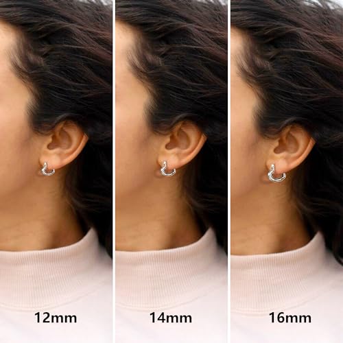 Silver 3 Pairs Heart Earrings Set for Women 14K Gold Plated Hoops, ALEXCRAFT Minimalist Hearts Shaped Small Big Silver Huggie Hoop Trendy Earring Hypoallergenic Thick Chunky Earings - color: Silver