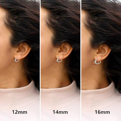 Silver 3 Pairs Heart Earrings Set for Women 14K Gold Plated Hoops, ALEXCRAFT Minimalist Hearts Shaped Small Big Silver Huggie Hoop Trendy Earring Hypoallergenic Thick Chunky Earings - color: Silver