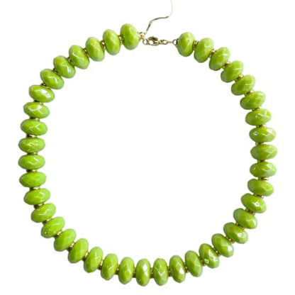 Colorful Chunky Acrylic Beaded Choker Necklaces for Women | Multicolor Faceted Beads, Sturdy Metal Chain, Adjustable Detachable, Lightweight, Summer Boho, Sparkly Statement Jewelry Gift - color: Teal