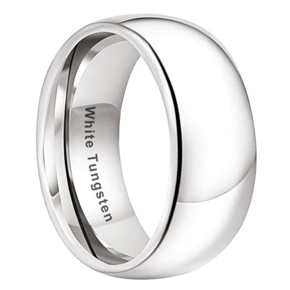 TUTISS 2mm 3mm 4mm 5mm 6mm 7mm 8mm 10mm White Tungsten Rings for Men Women Engagement Wedding Bands Domed Polished Shiny Comfort Fit - color: 10mm White Tungsten