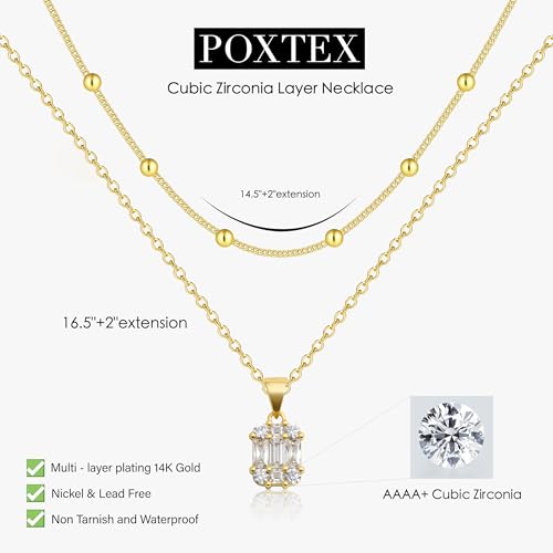 Layered Dainty Necklaces for Women Set, 14K Gold Silver Plated Choker Chain Simple Pendant Necklace Stackable, Trendy Prom Jewelry Gifts for Women - color: Diamond1-Gold