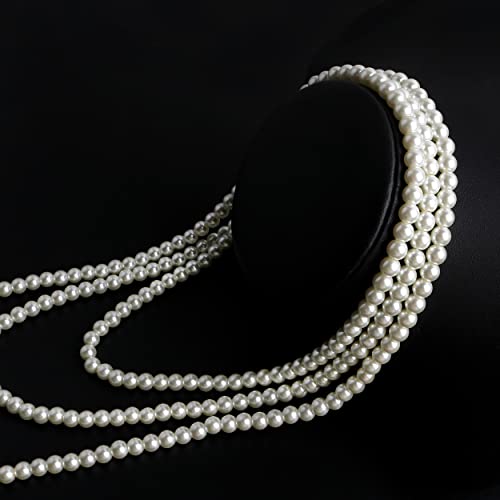 Long Pearl Necklaces for Women Cream White Faux Pearl Strand Layered Necklace Costume Jewelry - color: Cream White(7MM)