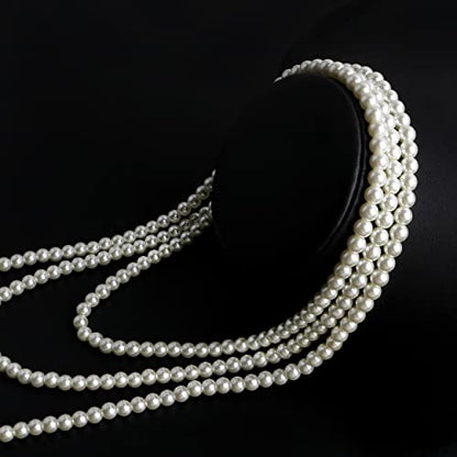 Long Pearl Necklaces for Women Cream White Faux Pearl Strand Layered Necklace Costume Jewelry - color: Cream White(7MM)
