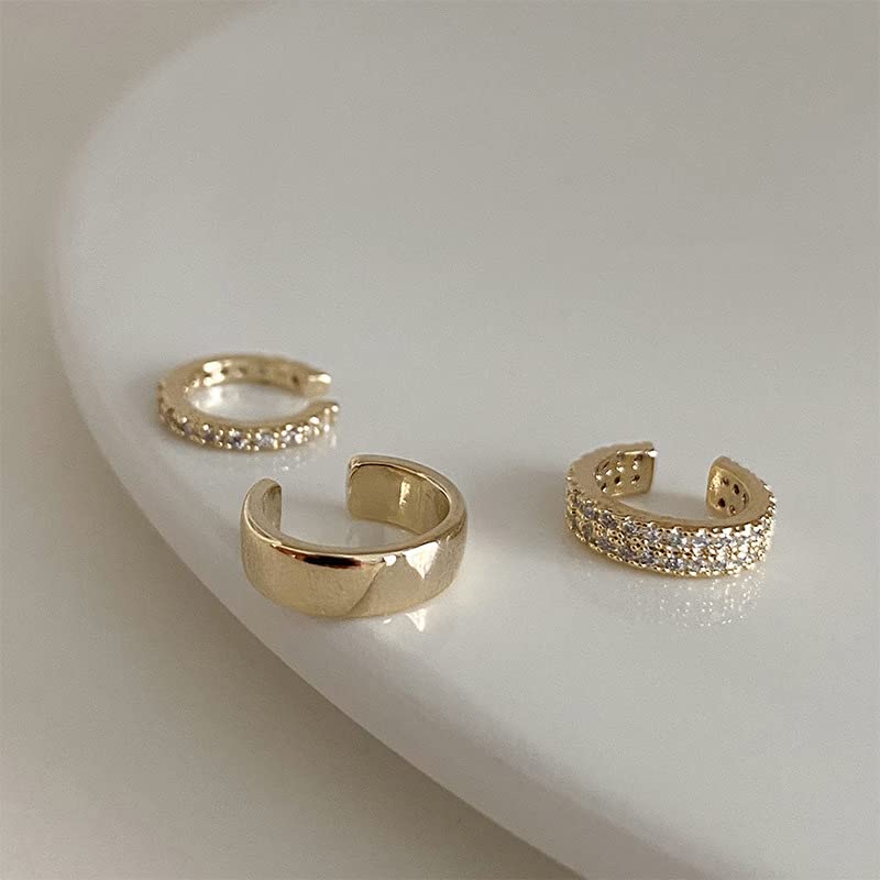 Ear Cuff for Women 14K Gold Plated Cuff Earrings Cubic Zirconia Hoop Huggie Ear Cuffs for Girls Gold Ear Cuffs Non Pierced Ear Clips Cartilage Earring Women Jewelry - color: 6Pcs Gold Set