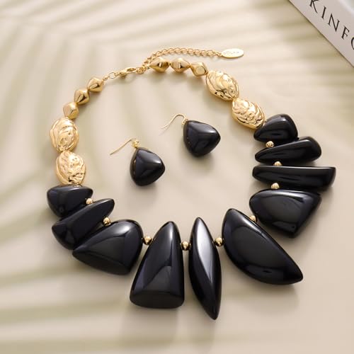 Bocar Chunky Beaded Necklace - color: Black-Set