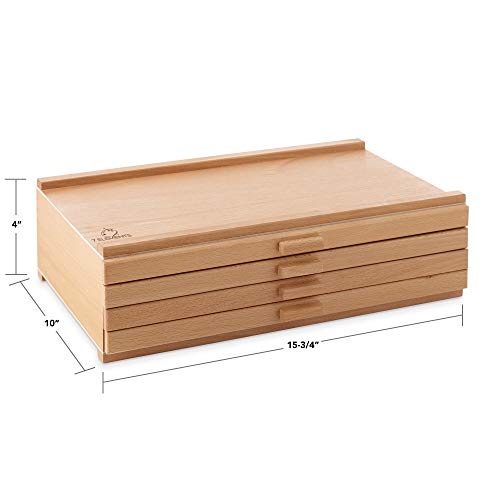 7 Elements 4 Drawer Wooden Artist Storage Supply Box for Pastels, Pencils, Pens, Markers, Brushes and Tools - size: 4-Drawer