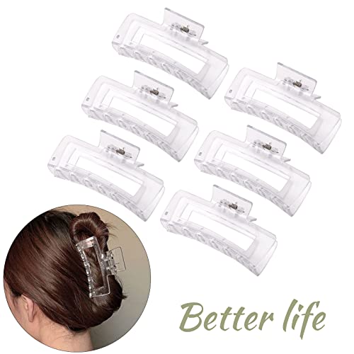 12 Pack Clear Square Claw Clips, Big and Small Neutral Rectangle Hair Claw Clips, Non-slip Matte Large Hair Clips for Women,Strong Hold jaw clip for Thick Thin Hair - color: Mixed Clear