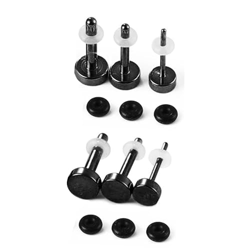 LADEMAYH Comfy Dead Stretching Ear Tapers Stretching Kit, Small Gaps Packed, 0.5mm Increments, Surgical Stainless Steel 316L, Flat Top Ear Plugs, Pain-Free Body Piercing Jewelry for Women & Mens - color: Black, size: 1-2mm 6pcs