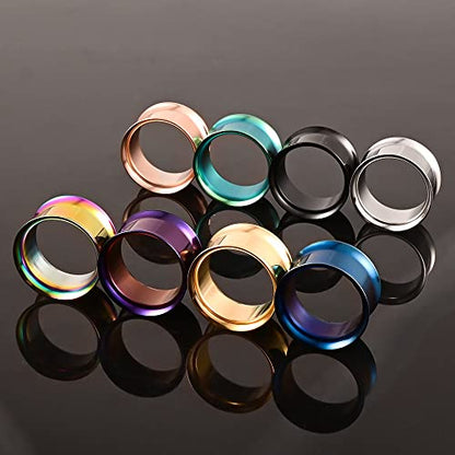 DOEARKO Set of 16 pcs Large Double Flare Ear Gauges 316L Stainless Steel Hypoallergenic Ear Plugs Tunnels Gauges for Ears Expander Body Jewelry - size: 19mm(3/4")