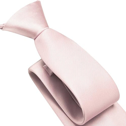 GUSLESON 3.15"（8cm） Mens Pre-tied Adjustable Zipper Tie Solid Necktie for Business and Wedding - color: Blush Pink