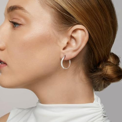3mm Wide Large Hoop Earrings for Women Hypoallergenic 925 Sterling Silver Post Gold Earrings Lightweight Silver Hoop Earrings Oversize Big Gold Hoops 30/40/50/60MM - color: Silver, size: 20mm