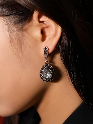 Christmas Halloween Red Heart Shaped Pattern Alloy Earrings, Gothic Antique Style Jewelry for Women - style: Earrings EARR.003