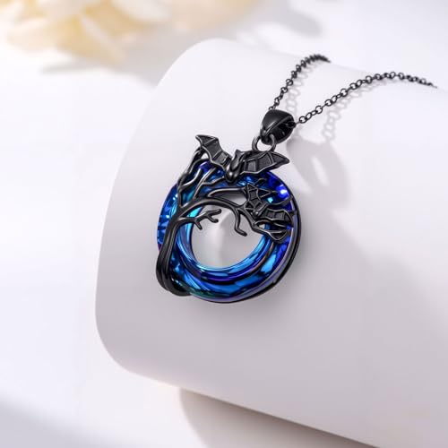 Sterling Silver Halloween Necklace Gothic Jewelry Gifts for Women Men - style: Bat