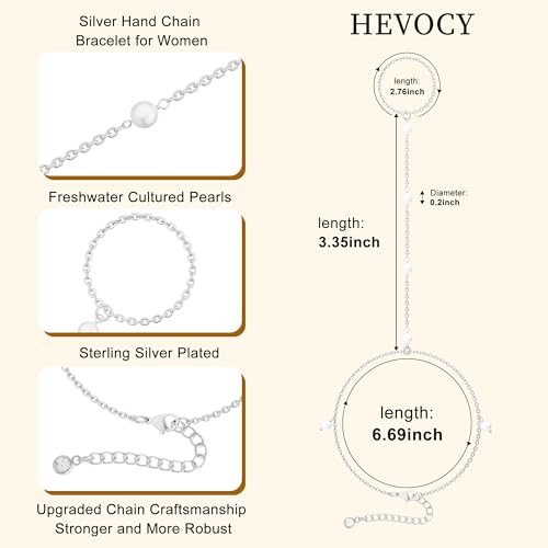 Gold Pearl Hand Chain Bracelet for Women, Adjustable Ring Chain | 14K gold-plated hand chain with pearl accents, adjustable for weddings, parties, birthdays, and daily wear - color: Pearl Chain Bracelet-SL