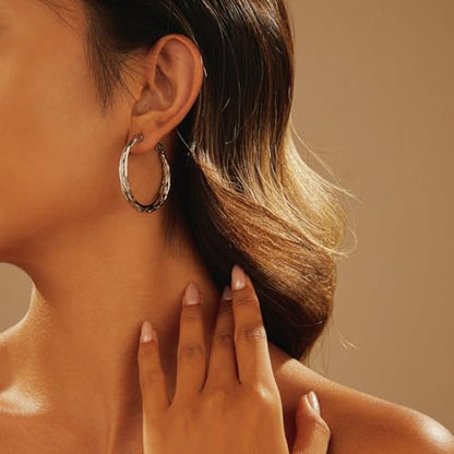 Dangle Flower Gold Earrings for Women, Trendy Statement Hoop Earrings, Gold Floral Drop Earrings Jewelry for Gifts - color: Curved - 925 Silver