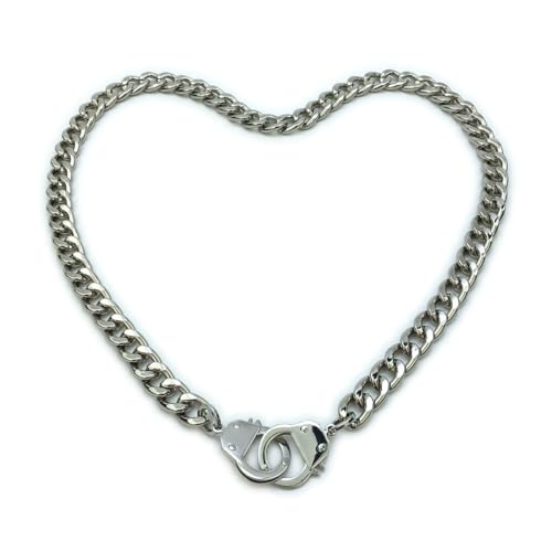 Succuba Stainless Steel Handcuff Choker Necklace Chain Pendant Choker Collar Necklace for Women and Men from 16 to 24 Inches with Box - color: G, size: 20 Inches