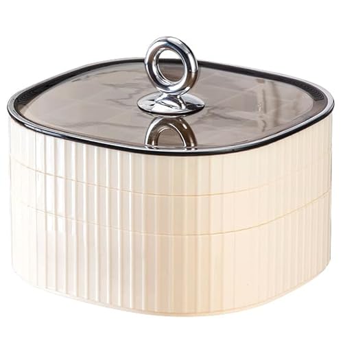HALAFE Jewelry Box, 3-Layer Acrylic Jewelry Organizer with Handle, Clear Jewelry Boxes for Women Girls, Make up Organizer, Jewelry Storage Holder (Cream) - color: Cream