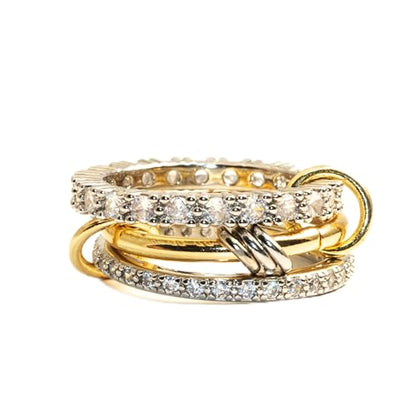 Elegant Stackable Rings for Women 18k Gold Plated Non-Tarnish, Dainty Cubic Zirconia CZ Knuckle Rings Set, Minimalist Jewelry Gift for Wedding Anniversary Everyday Wear