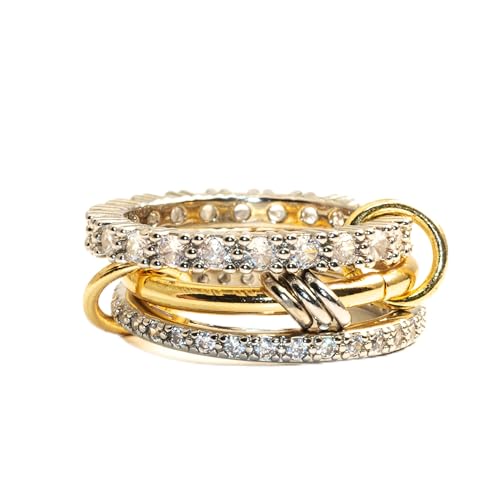 Elegant Stackable Rings for Women 18k Gold Plated Non-Tarnish, Dainty Cubic Zirconia CZ Knuckle Rings Set, Minimalist Jewelry Gift for Wedding Anniversary Everyday Wear