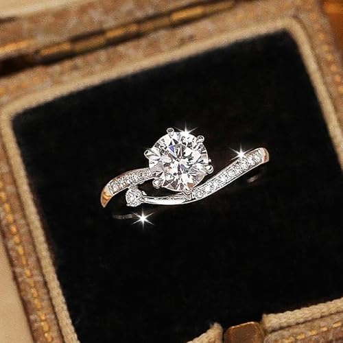 Graceful Eternity Women's Rings Luxury Wedding Band with Shiny Round CZ | Proposal, Wedding Ceremony, Bridal Party, Bridesmaid, Wedding Anniversary, Romantic Date Night, Honeymoon - color: silver color