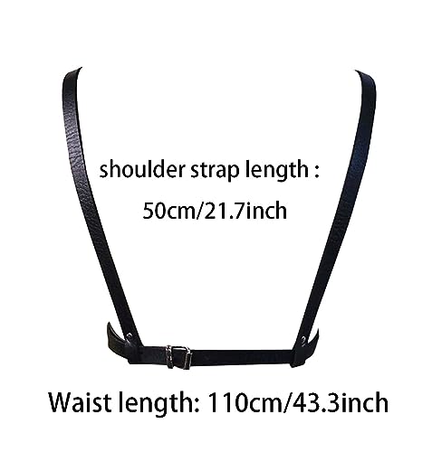 Mens Black Leather Armors Suspenders Shoulder Strap Body Chest Harness Chain Belt Adjustable Gay Punk Clubwear Costume - color: Black1