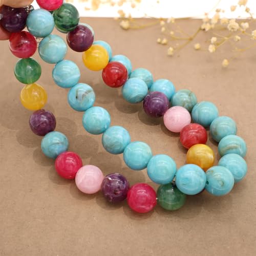 JNF Chunky Beaded Necklaces Women Large Big Ball Bead Choker Necklace Bold Statement Beads jewelry Gift - color: gemstone neckalce colorful