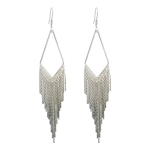 SELOVO Dangling Metal Chain Tassel Dangle Earrings Silver/Gold Color - style: style 2-silver color