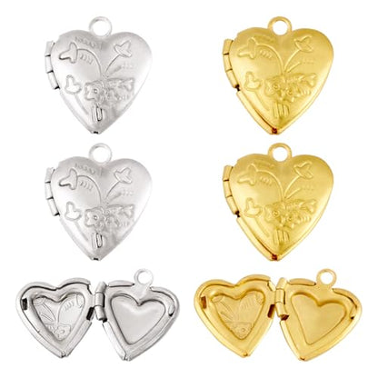 Elecrelive Locket Pendants Photo Frame Charms Memory Photo Charms Heart Locket Photo Frame Pendants - color: Gold and Silver, Flower