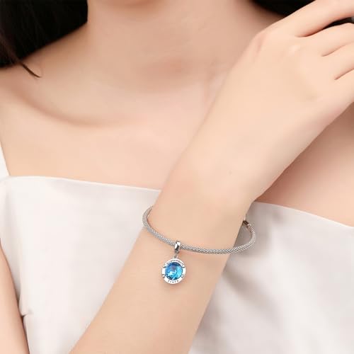 Birthstone Charms for Women Bracelets Birthday Bead Charms fit Pandora Bracelets Mothers Day Gifts for Women - color: 09-September(Sapphire)