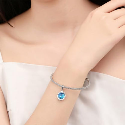 Birthstone Charms for Women Bracelets Birthday Bead Charms fit Pandora Bracelets Mothers Day Gifts for Women - color: 09-September(Sapphire)