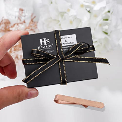 HAWSON Skinny Tie Clip Bar Set, 2 Inch Tie Clip for Men - Wedding, Meeting, Party Gift Set - color: 1 pcs Brushed Rose Gold