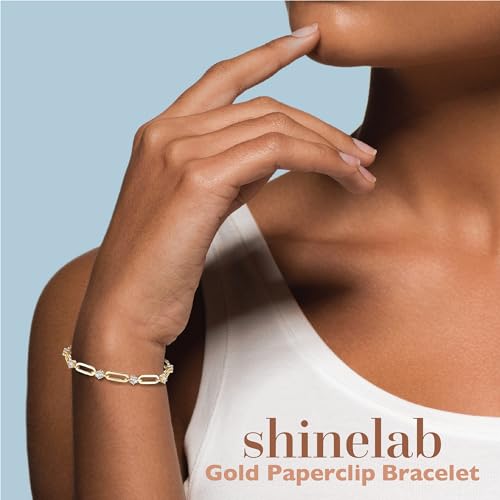 Paperclip Bracelet for Women Couple Bracelets with CZ Chain Strand Jewelry Gift for Girls - color: Style 1-Golden