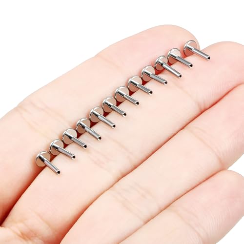 F136 Titanium 20/18/16G Threaded/Threadless Flat Earring Back Converter Kit Nose Lip Rings Medusa Labret Flatback Posts Cartilage Helix Conch Tragus Stud Piercing Jewelry Bar for Women Men - color: Internally Threaded, size: 16g, 1/4in