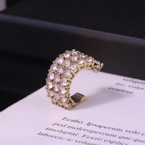 Ear Cuffs Non Piercing Gold Silver Earrings Cute Cubic Zirconia Sparkling Ear Cuff for Women Clip On Cartilage Huggie Earring Christmas Jewelry Costume - color: Gold-Three