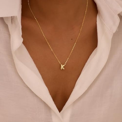 Initial Necklaces for Women Bubble Gold Silver Letter Necklace Dainty Personalized Charm Pendant Name Necklace Cute Non Tarnish Fashion Accessories Teen Gift Trendy Stuff Jewelry Gifts - color: Gold, style: K