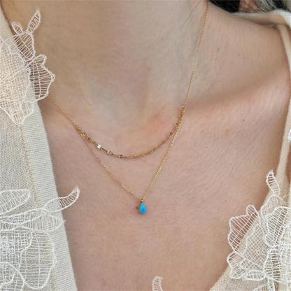 925 Sterling Silver Necklace for Women Trendy, Charming Layered Necklace with Cubic Zirconia Pendant for Her Womens Dainty Diamond Choker Necklaces Holiday Jewelry Gifts for Mom Wife Daughter Lover - color: Opal Necklace-Blue02