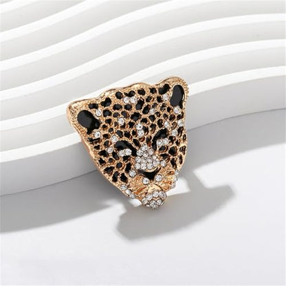 Luxury Crystal Tiger Brooch Pins for Women Men Vintage Gold-Tone Climbing Black Spots Leopard Brooch Fashion Panther Cougar Pin Suit Jackets Coat Animal Jewelry Gift - style: Leopard