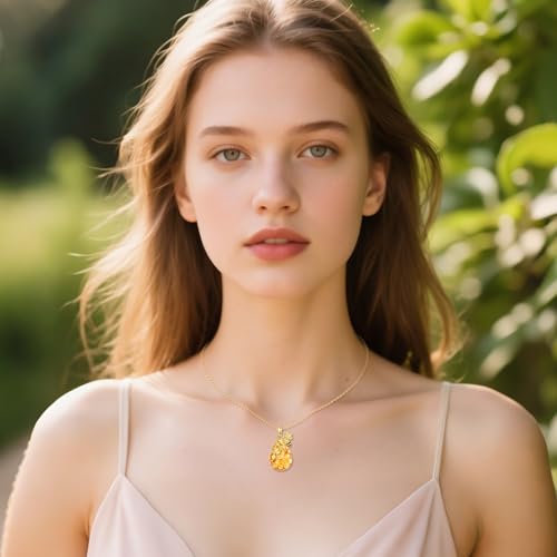 VONALA Gold Bee Pendant Necklace 925 Sterling Silver Bumblebee Jewelry Birthday Gifts for Women Daughter - style: Amber Bee