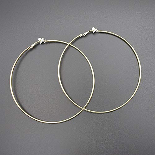 Extra Large Non Pierced Earrings for Women Men - Big Round Circle Clip On Huggie Hoop Earrings Nickel Free - color: Gold