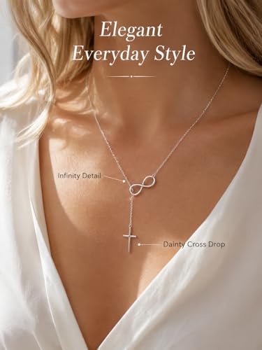 Minimalist Style Women's Necklace - Stainless Steel Low Sensitivity Creative Jewelry, Charming Banquet Style (Sun and Moon) - color: Silver Cros
