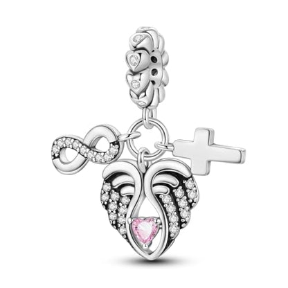 Hapour 925 Sterling Silver Charm for Bracelet Necklace Women Pendant Beads | Virgin Mary Charm, Religious Cross Heart Dragon European Jewelry Mom Charm - color: Silver Guardian Heart