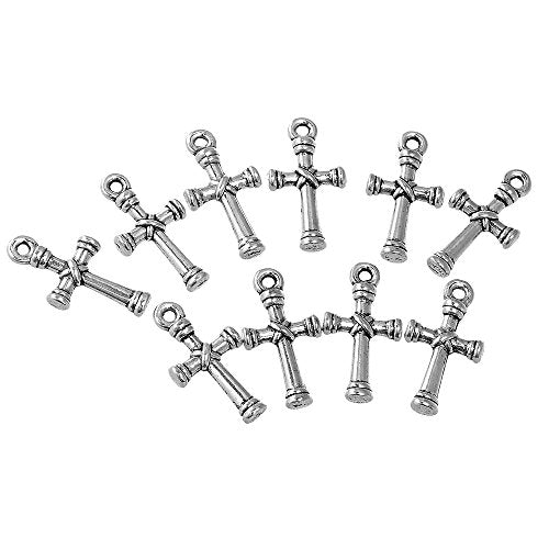 RUBYCA 60PCS Charm Pendant Cross Knot Tibetan Metal Beads Silver Color Jewelry Making DIY Bracelet - color: Cross-Knot, size: 60 PCS