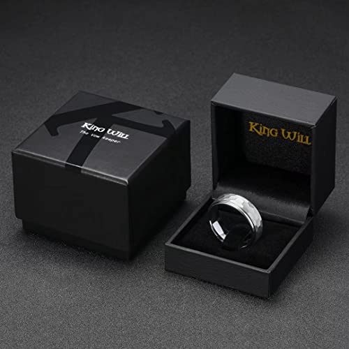 King Will Hammered 8mm Silver Tungsten Ring Hammer Men Wedding Band Comfort Fit - color: Step Edge