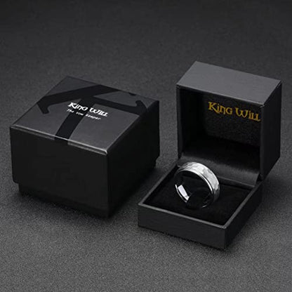 King Will Hammered 8mm Silver Tungsten Ring Hammer Men Wedding Band Comfort Fit - color: Step Edge