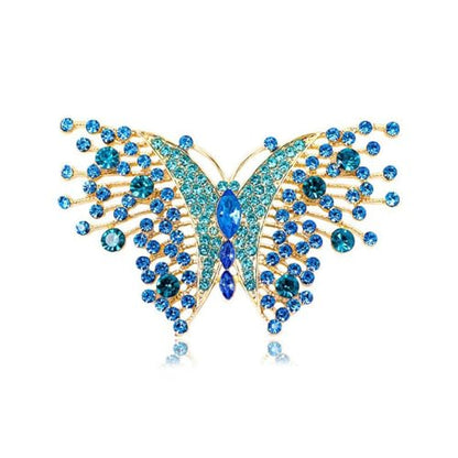 Dainty Rhinestone Butterfly Brooch for Women Men Chic Cute Sparkly Crystal Animal Lapel Pins for Suit Dress Hat Bag Tie Wedding Holiday Accessories Jewelry - color: Blue